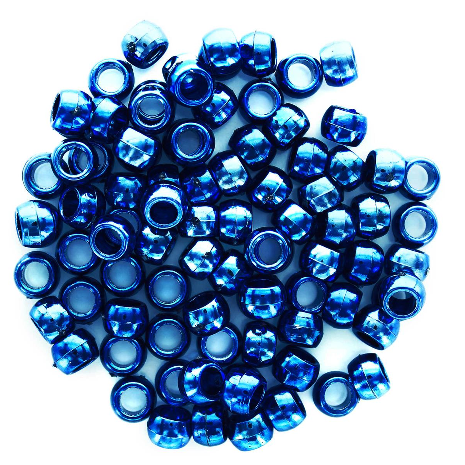 Essentials by Leisure Arts Pony Bead 6mm x 9mm Metallic Blue Opaque Plastic  Pony Beads Bulk 500 pieces for Arts, Crafts, Bracelet, Necklace, Jewelry  Making, Earring, Hair Braiding 
